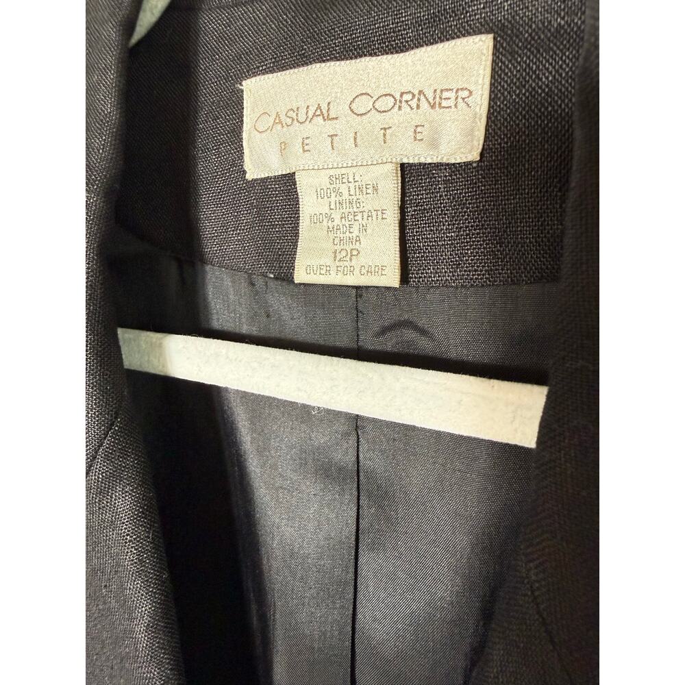 Vtg 90s Casual Corner 12P Black 100% Linen Lined One Button Longline Blazer EUC - Picture 4 of 7
